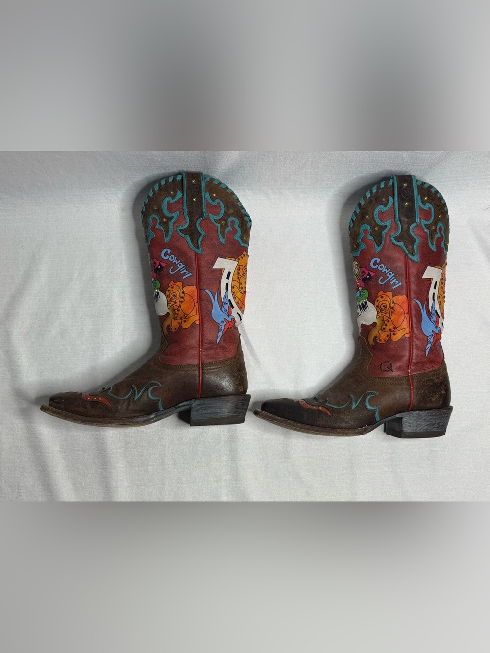 Ariat Quincy Limited Edition Bronco Billy Ride’Em Cowboy Boots Womens 7B - Picture 10 of 12